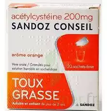 Acetylcysteine Sandoz Conseil 200 Mg Glé Solution Buvable En Sachet-dose 20sach/1g à BRUGES